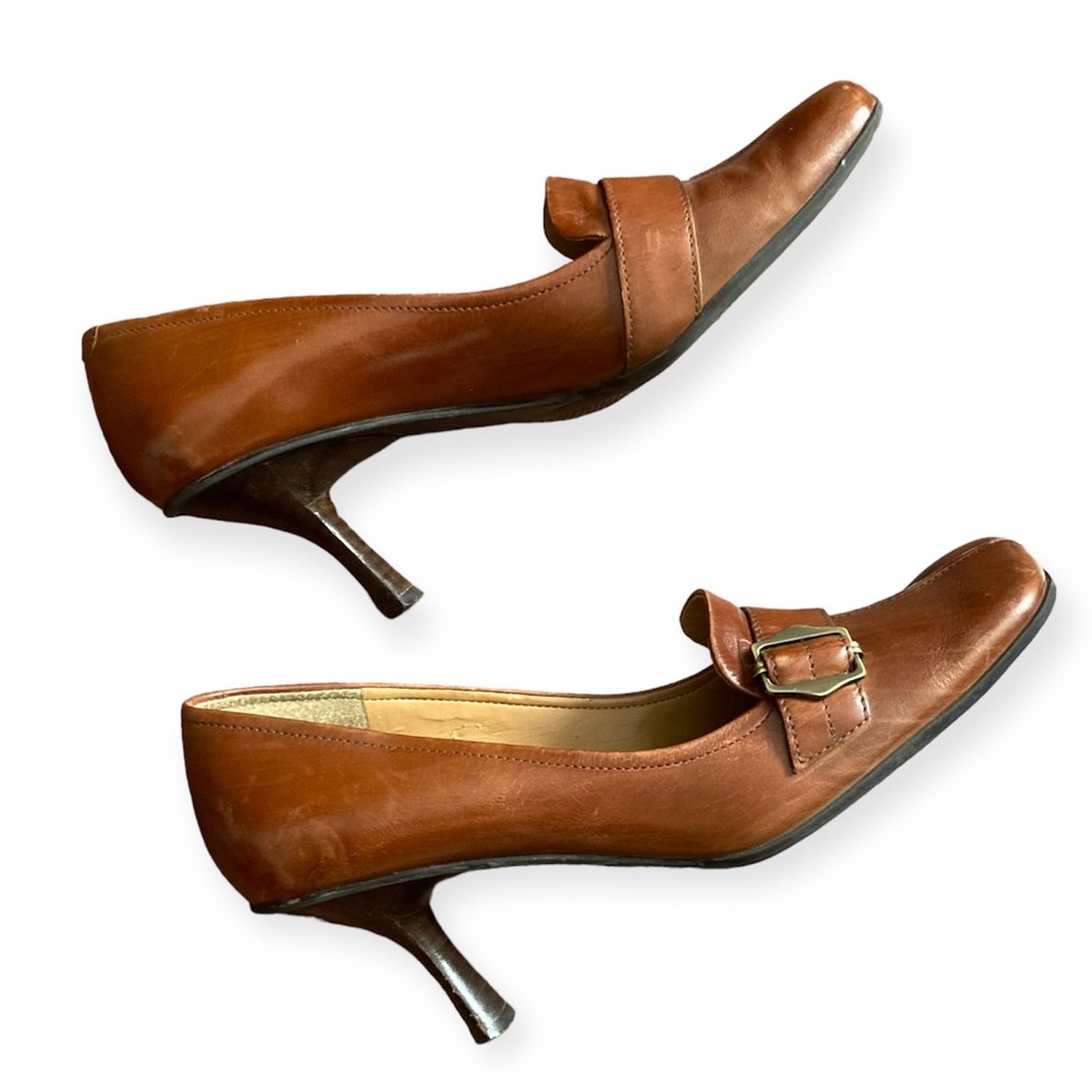 Vintage Enzo Angiolini Eadanette Leather Pumps Size 6 Tan Brown